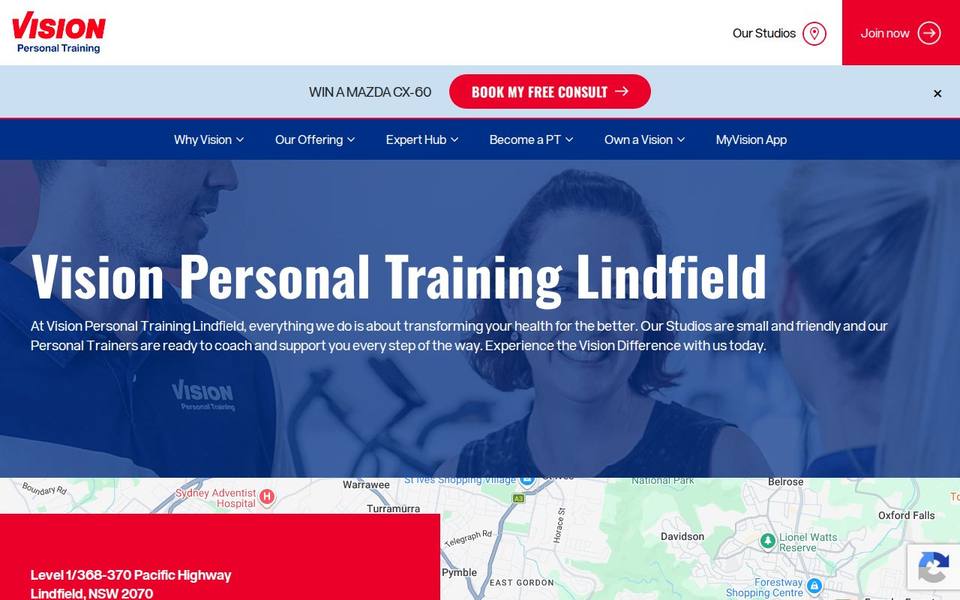 Vision Personal Training Lindfield website