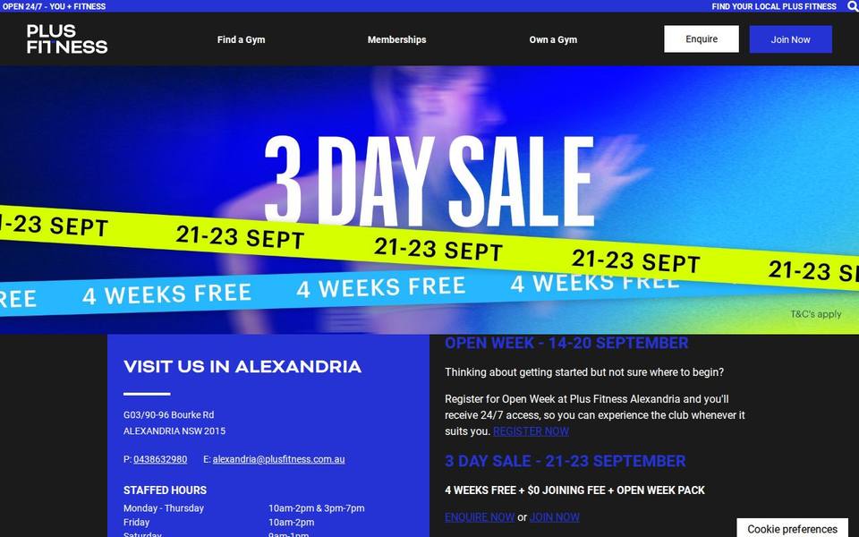 Plus Fitness Alexandria website