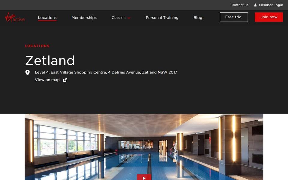 Virgin Active Zetland website