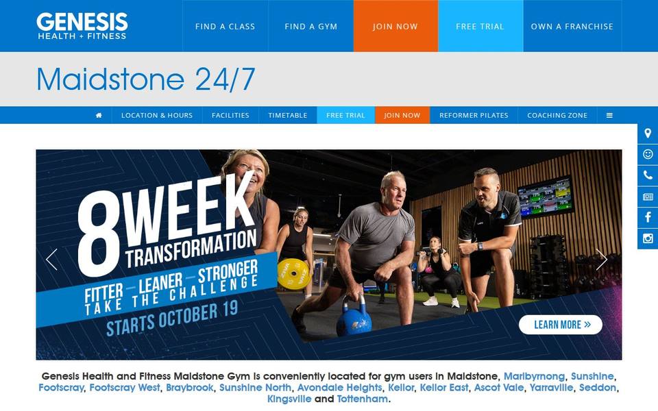 Genesis Health + Fitness Maidstone - VIC website