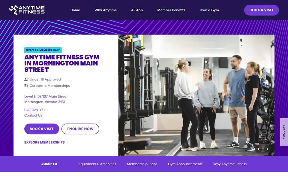 Anytime Fitness Mornington Main Street website