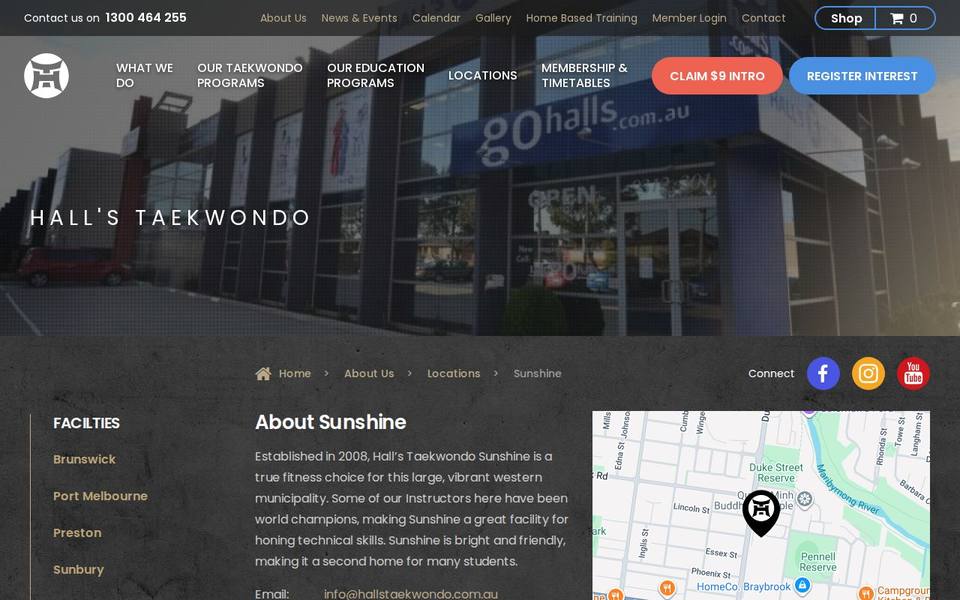 Hall's Taekwondo Tullamarine Sunshine website