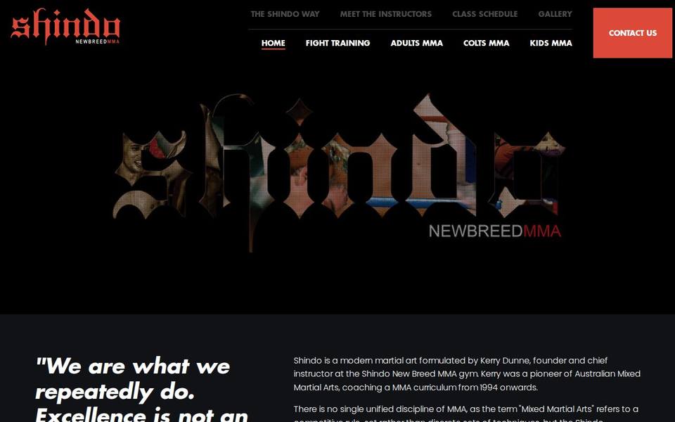 Shindo New Breed Mma website