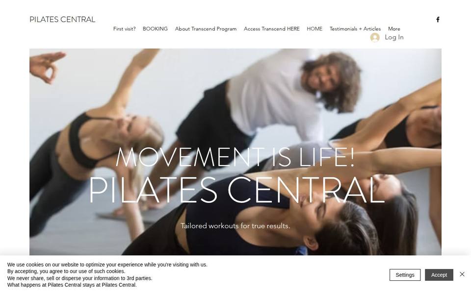 Pilates Central website