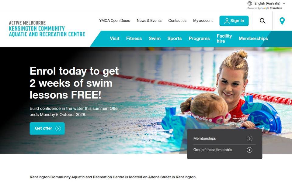 Kensington Community Recreation Centre website