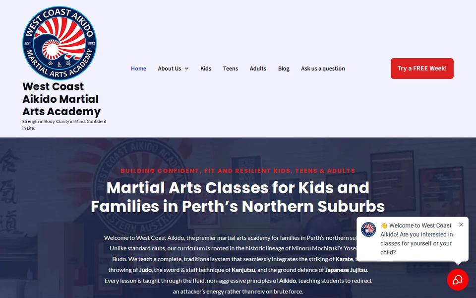 West Coast Aikido Martial Arts Academy website