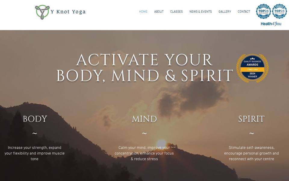 Y Knot Yoga website