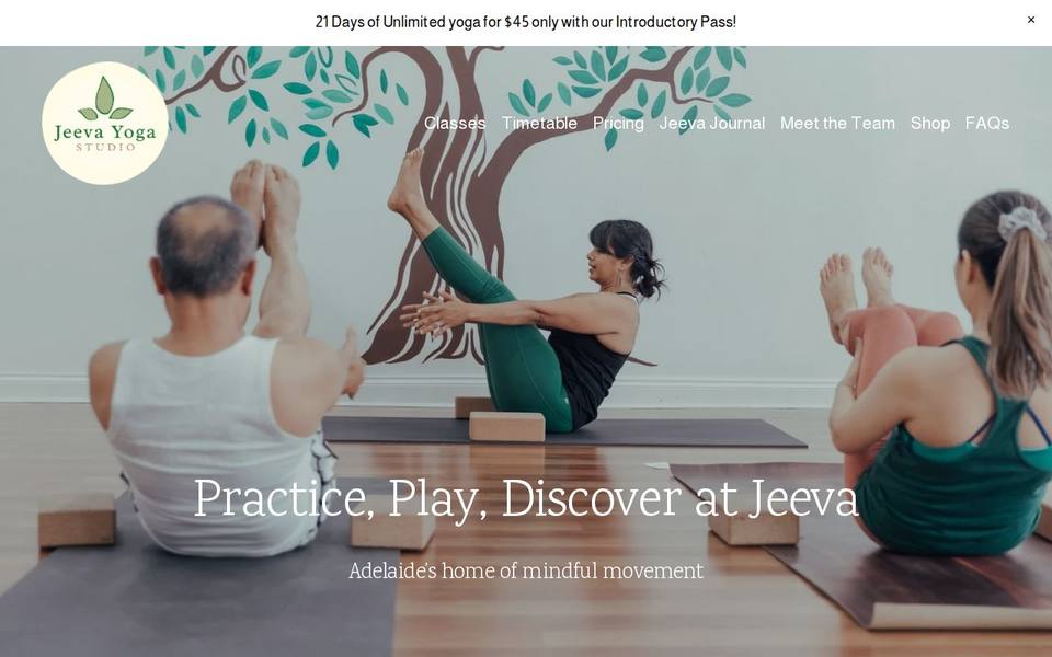 Jeeva Yoga Studio website