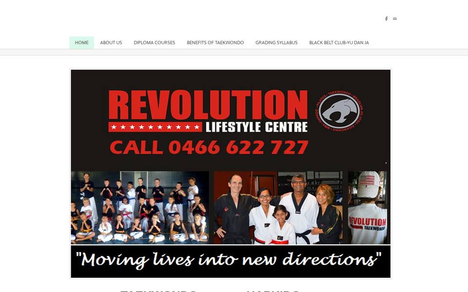 Revolution Taekwondo Lifestyle Centres website