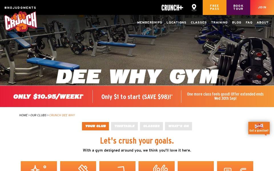 Crunch Fitness Dee Why website