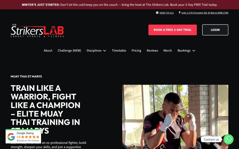 The Strikers Lab Gym (Muay Thai, Kickboxing & Boxing) St Marys website