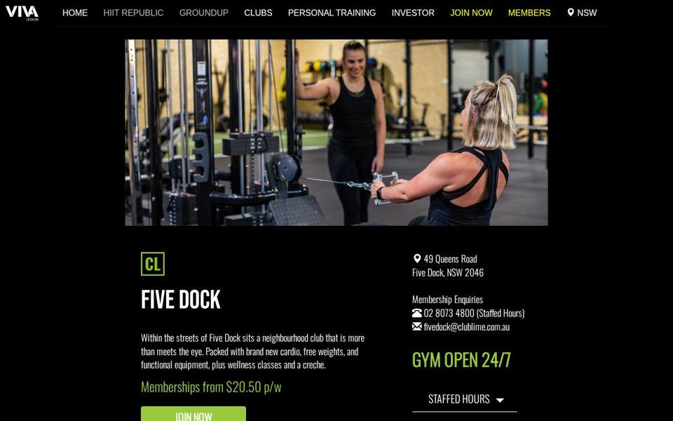 Club Lime Five Dock website