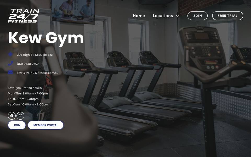Train 24/7 Fitness website