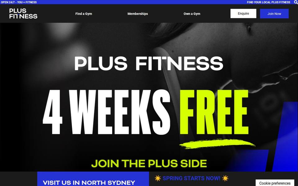 Plus Fitness North Sydney website