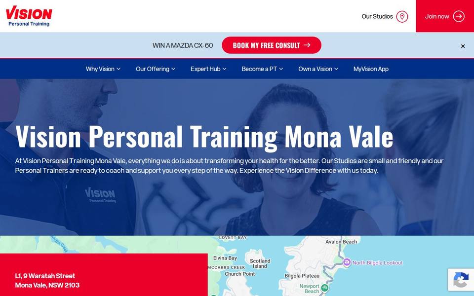 Vision Personal Training Mona Vale website