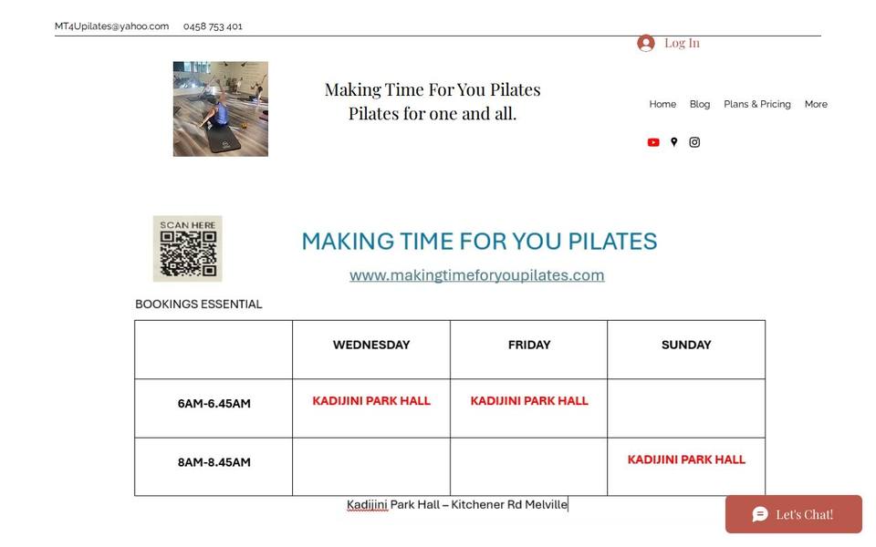 Making time for you Pilates website