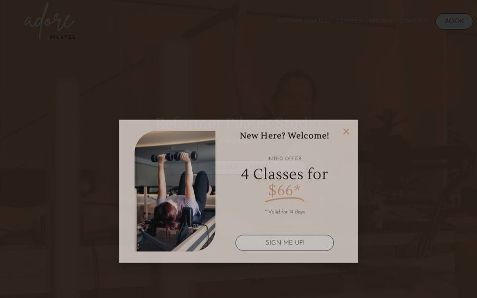 Adore Pilates website