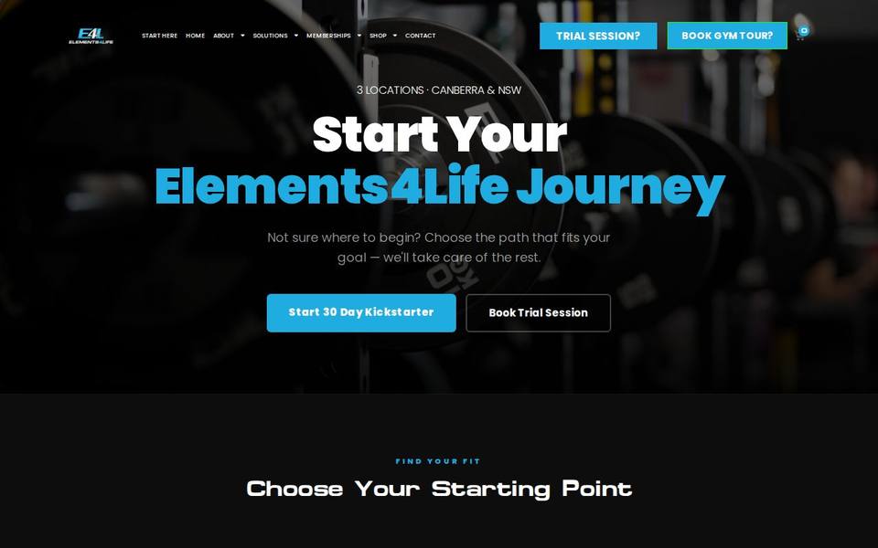 Elements 4 Life Team Training Centre website
