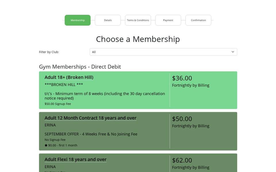 Impact Gym website