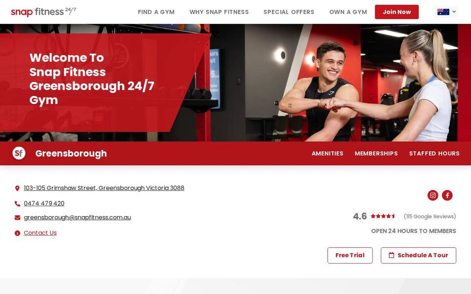 Snap Fitness Greensborough website