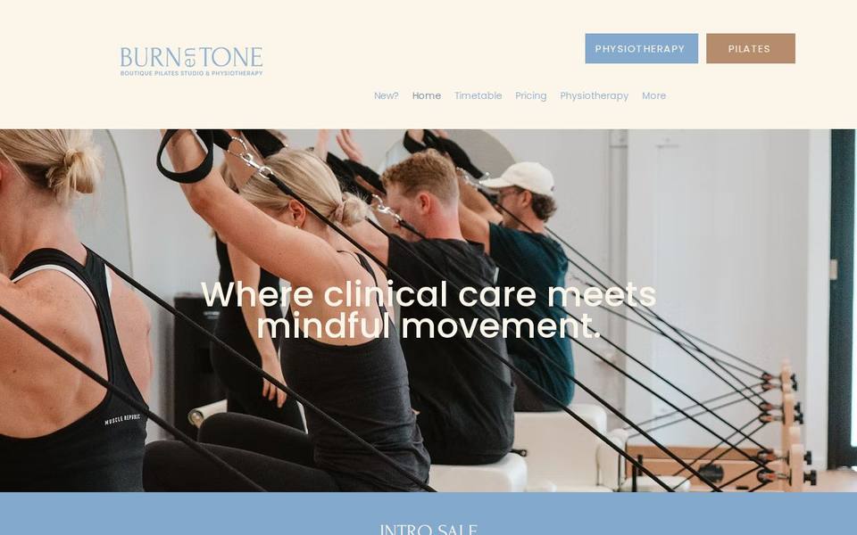 Burn en Tone Boutique Pilates Studio website