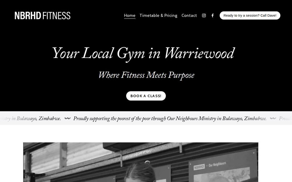 NBRHD Fitness website