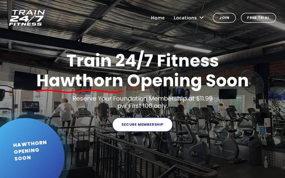 Train 24/7 Fitness Hawthorn website
