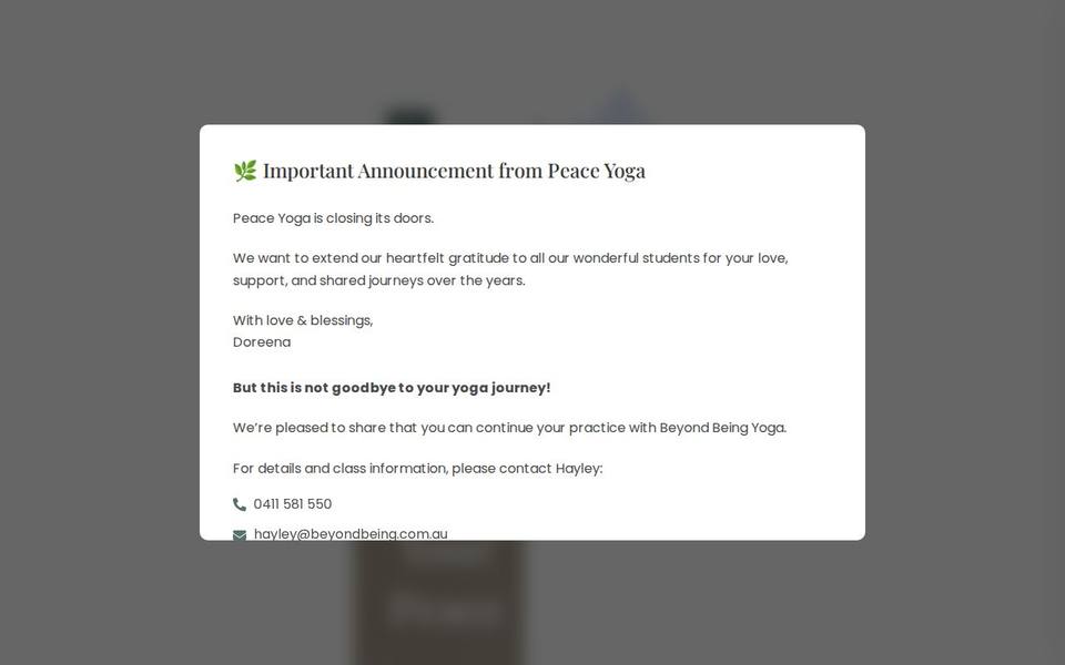 Peace Yoga and Meditation Centre website