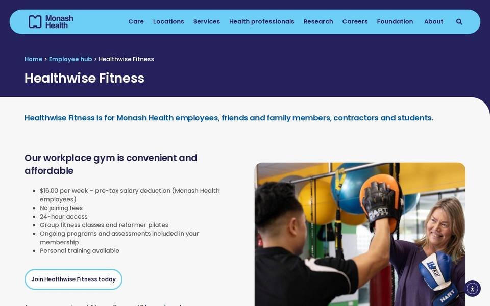 Healthwise Fitness Clayton website