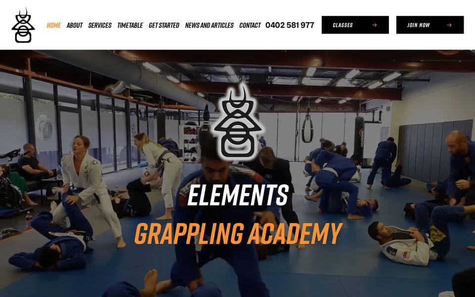 Elements Grappling Academy website