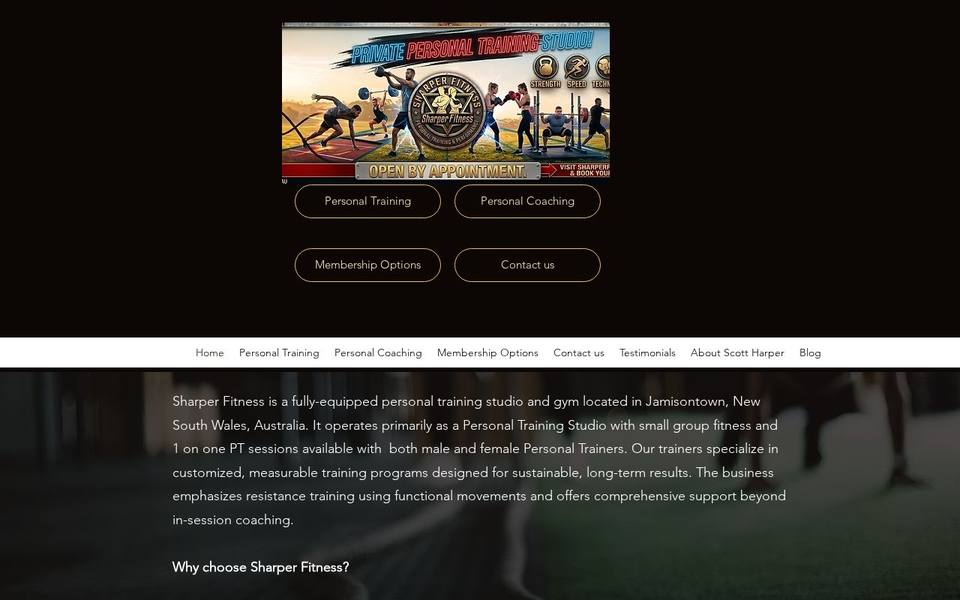 Sharper Fitness Personal Training Penrith website
