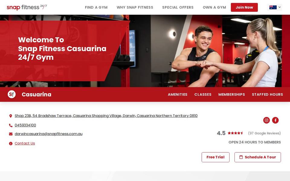 Snap Fitness Casuarina website