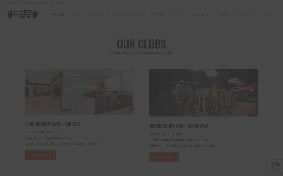 Iron Industry Gym website