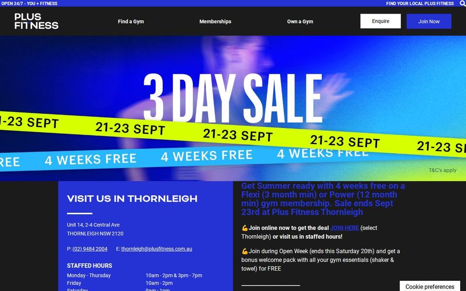 Plus Fitness Thornleigh website