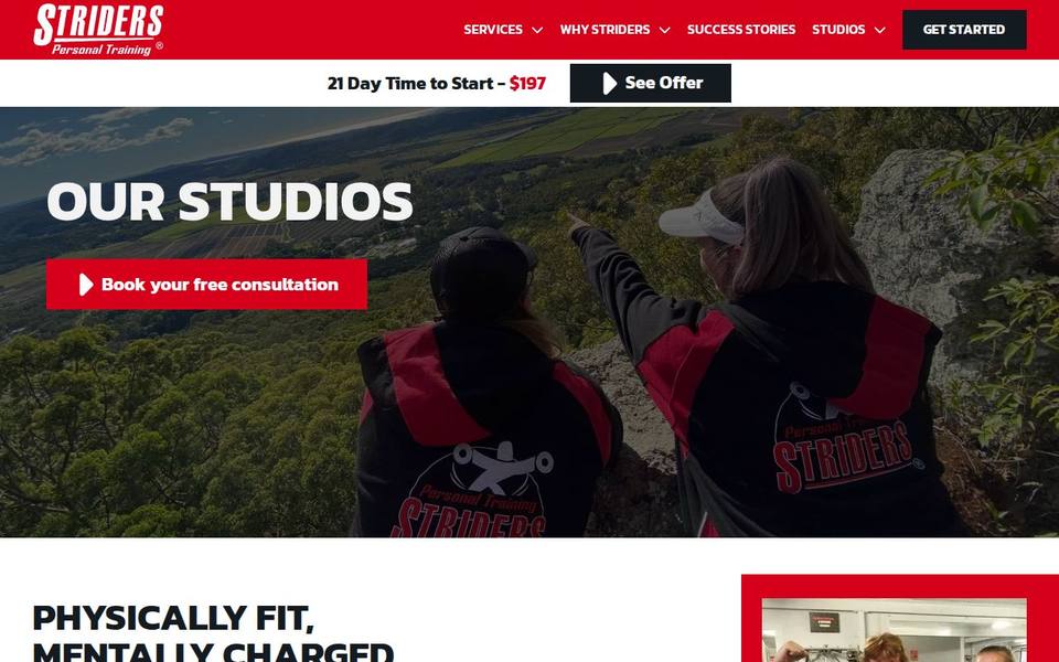 Striders Personal Training North Lakes website