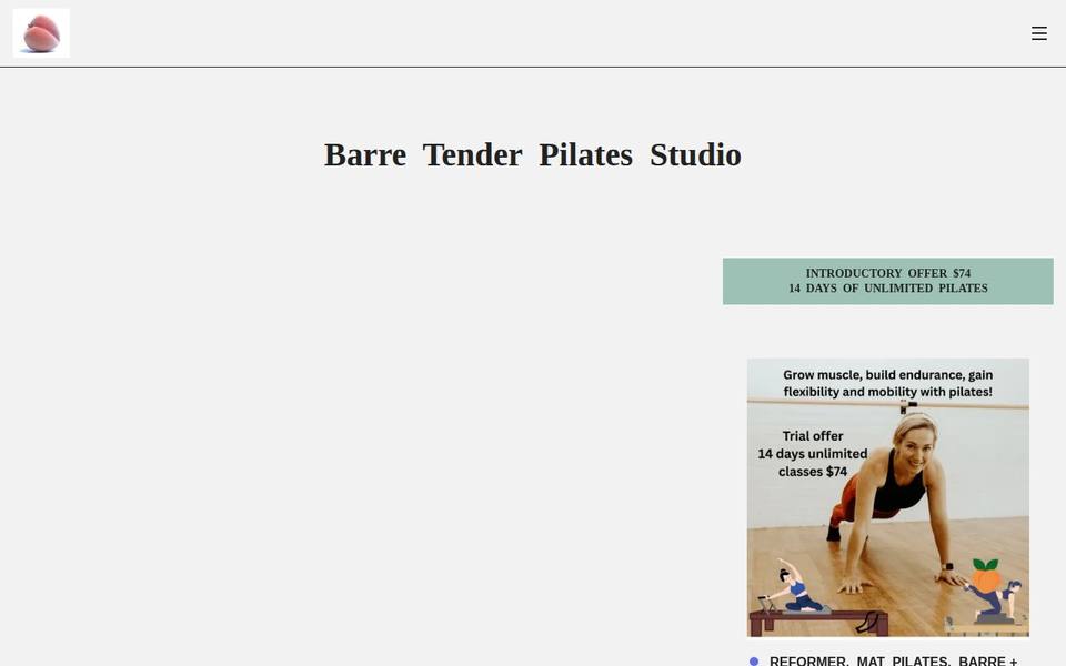 Barre Tender Pilates Studio Bendigo website