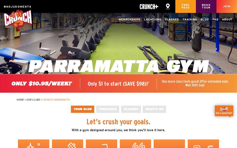 Crunch Fitness Parramatta website