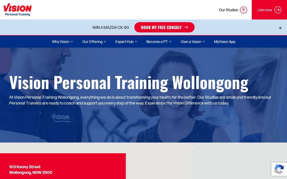 Vision Personal Training Wollongong website