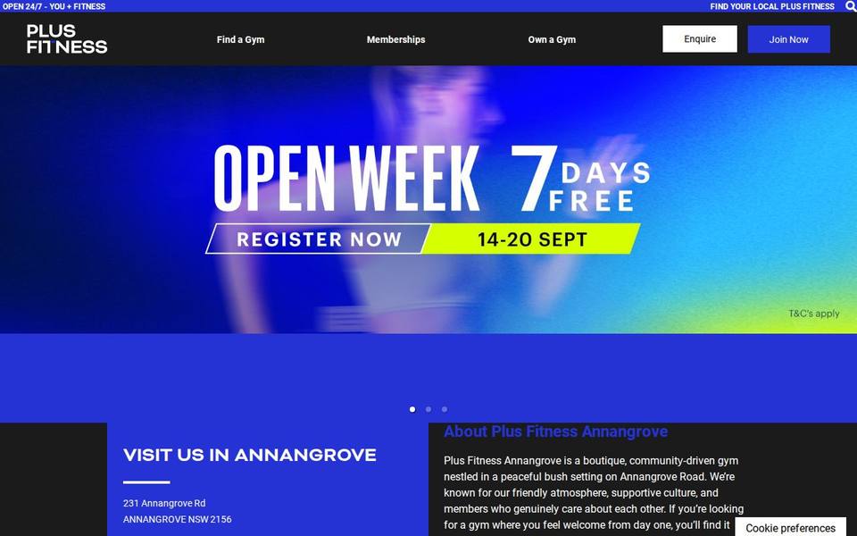 Plus Fitness Annangrove website