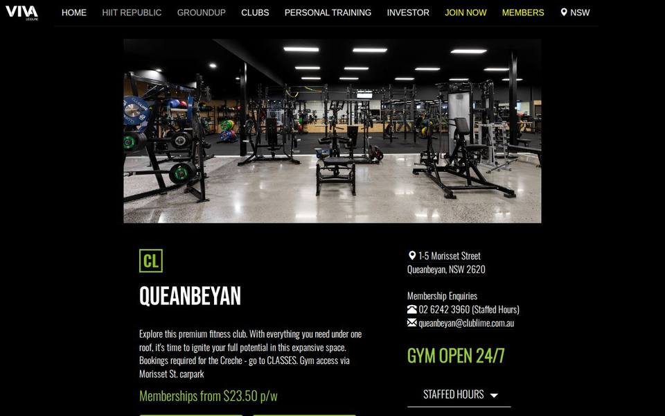 Club Lime Queanbeyan website