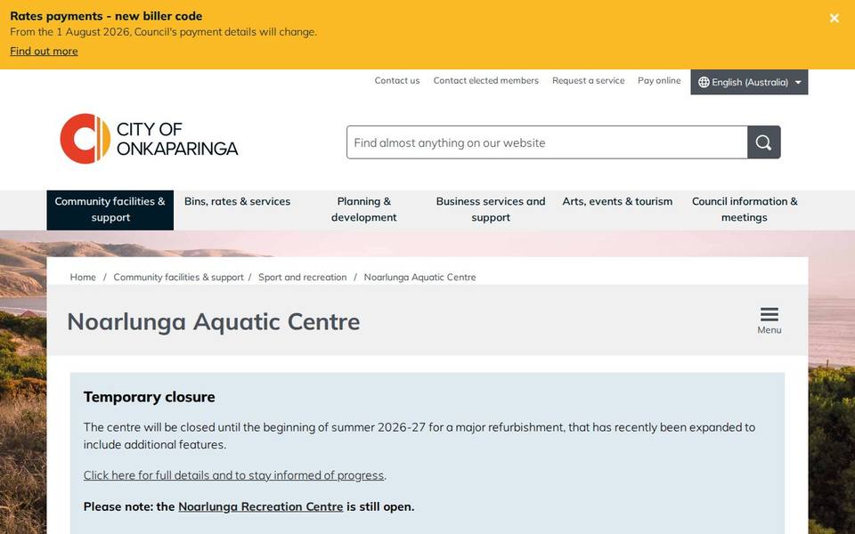 Noarlunga Aquatic and Recreation Centre website