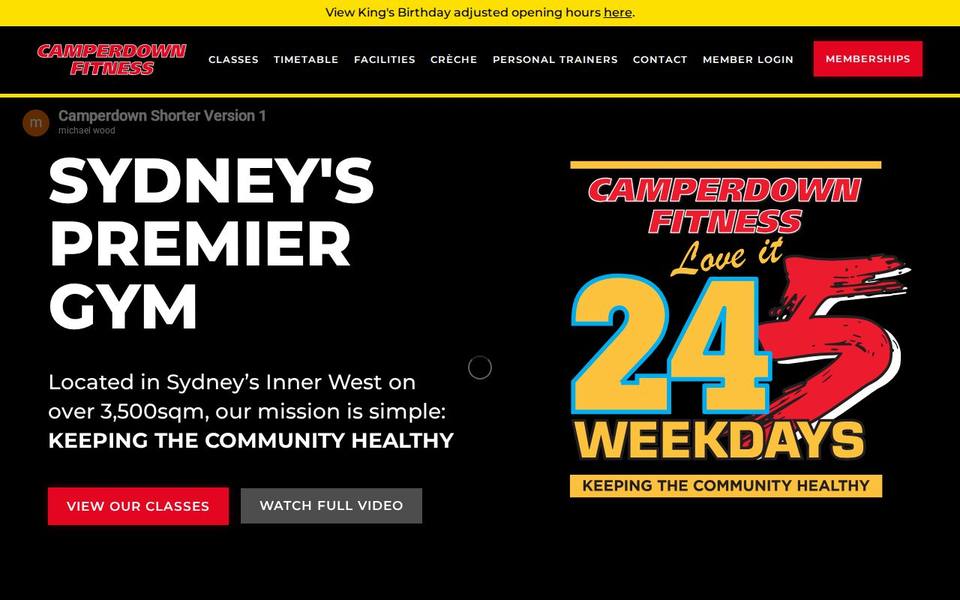 Camperdown Fitness website