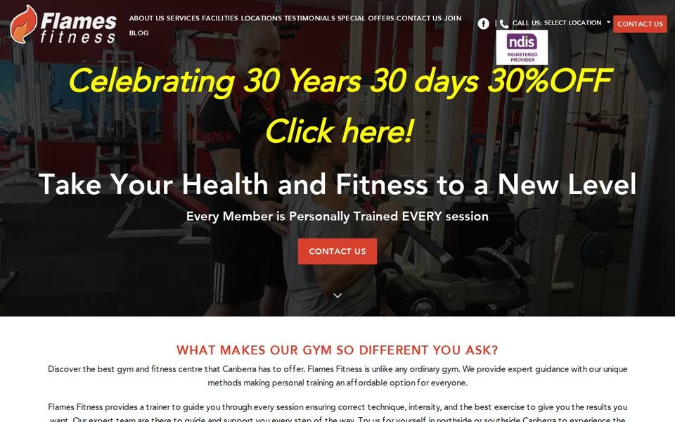 Flames Fitness website