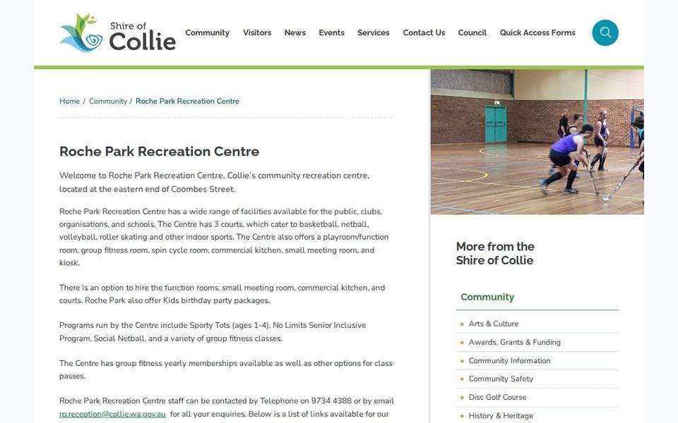 Roche Park Recreation Centre website
