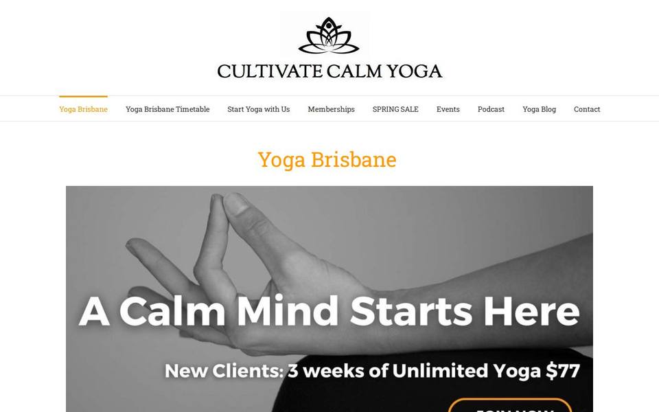 Cultivate Calm Yoga website
