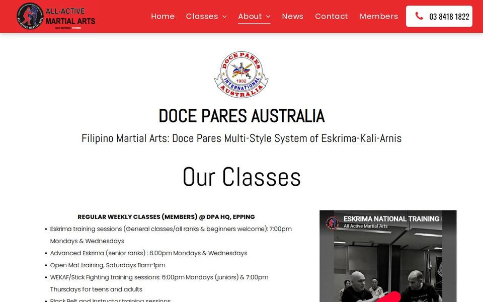 Doce Pares Australia website