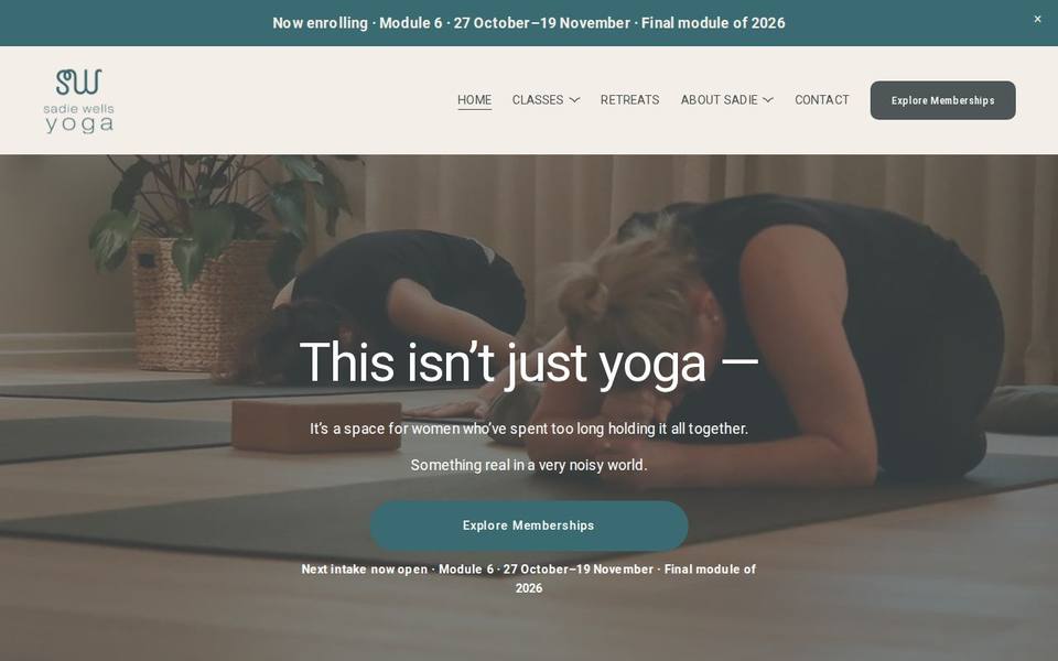 Sadie Wells Yoga website