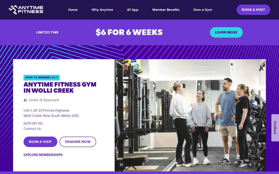 Anytime Fitness Wolli Creek website