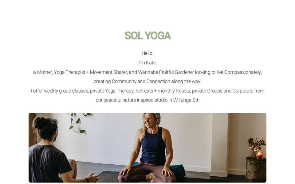 Sol Yoga with Kate website
