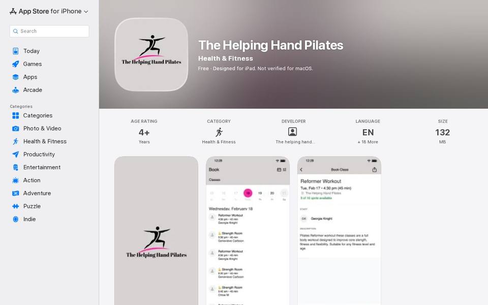 The Helping Hand Pilates website